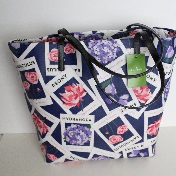 NWT Kate Spade New York TURN OVER A LEAF SEED PACKET BON SHOPPER Tote - Picture 2 of 4